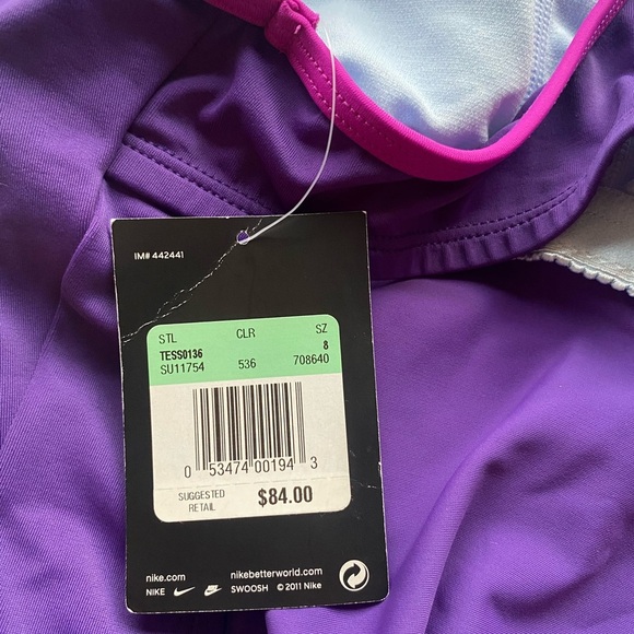 Nike Swimsuit Purple with Pink Trim Size 8 - Picture 6 of 10